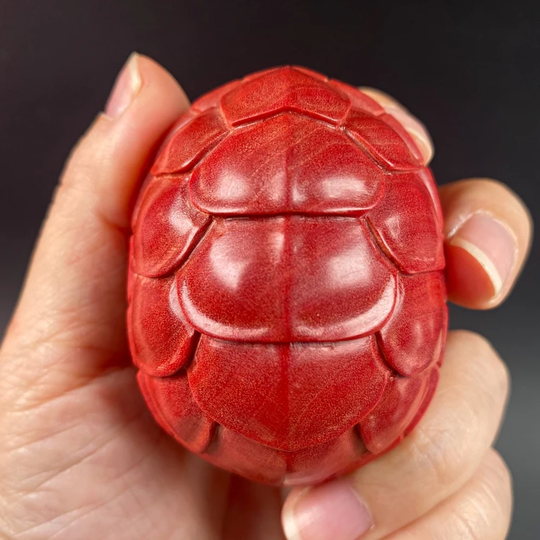 天然粉象木雕刻富甲天下龟壳摆件文玩手把件家居装饰创意工艺品