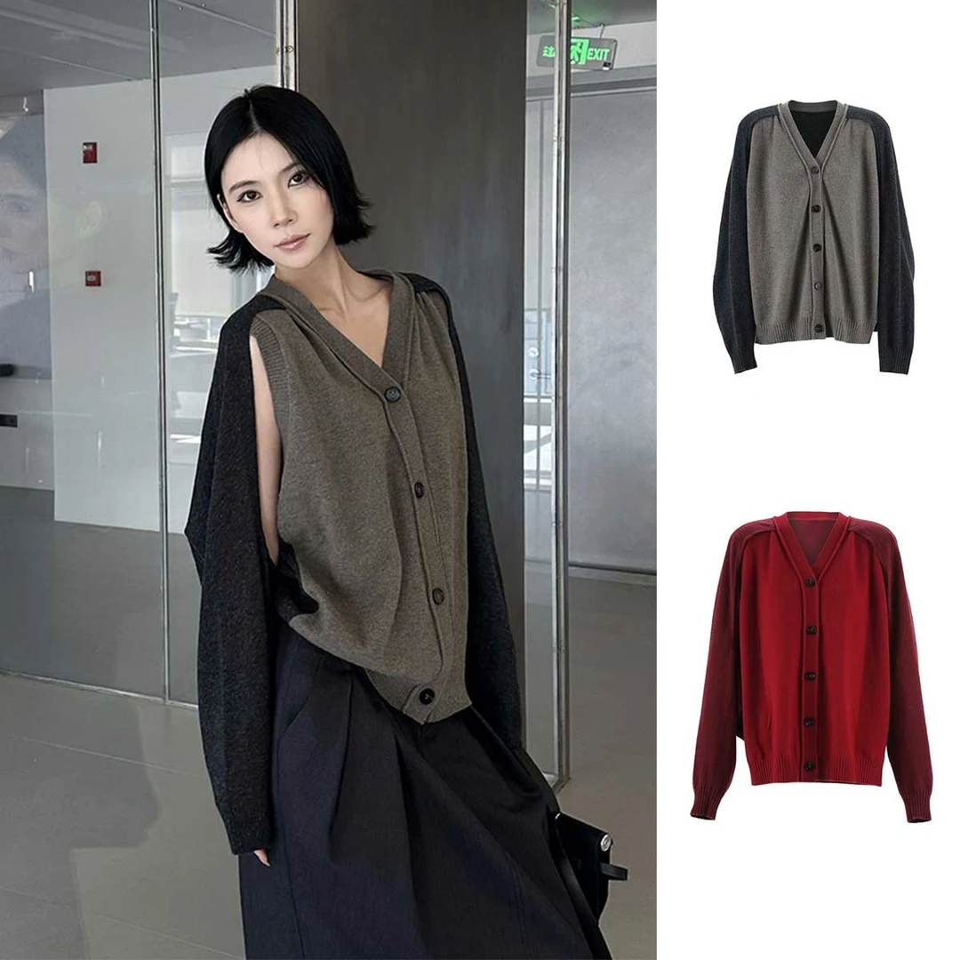 SOLSOL-YOEYYOU设计师品牌25春夏新款两穿结构毛衫上衣YKSS520447