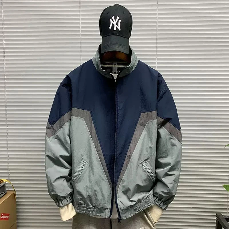 潮牌撞色立领冲锋衣夹克-JK659