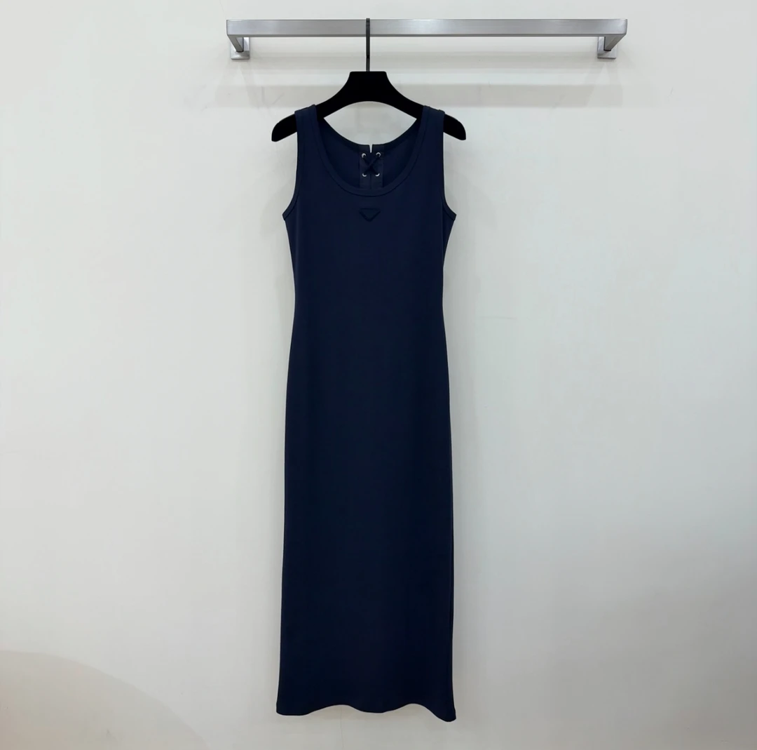 【西西高定】夏季新款设计感后绑带开叉修身显瘦长款背心裙