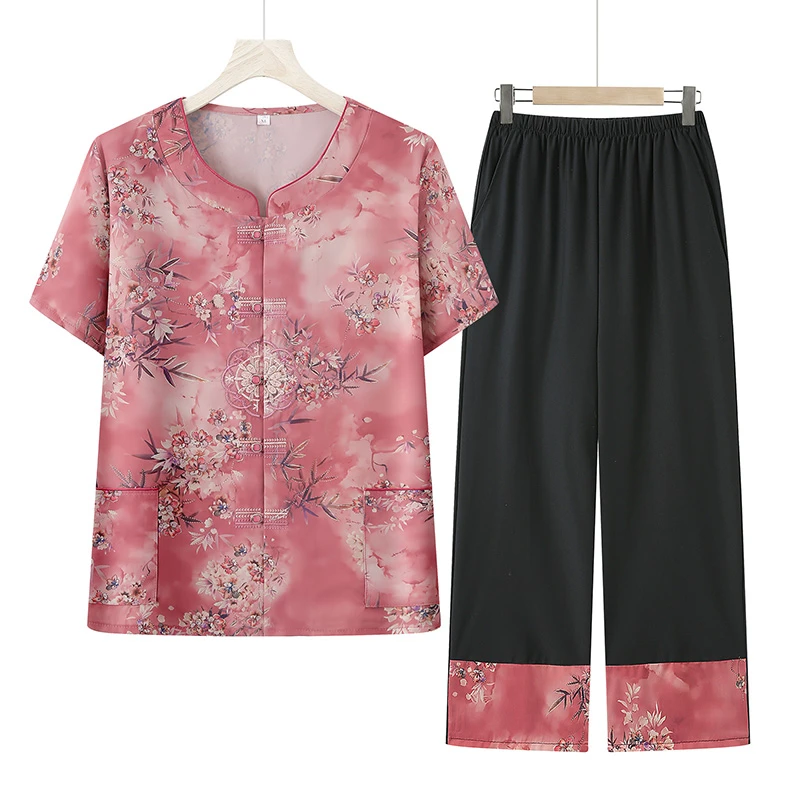 中老年人女装妈妈装夏季高贵洋气母亲60-80岁老太太衣服奶奶套装