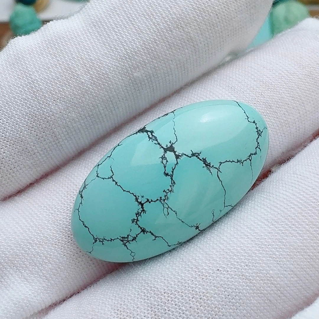 未镶嵌绿松石珠宝奇石细腻水草纹鸽子蛋