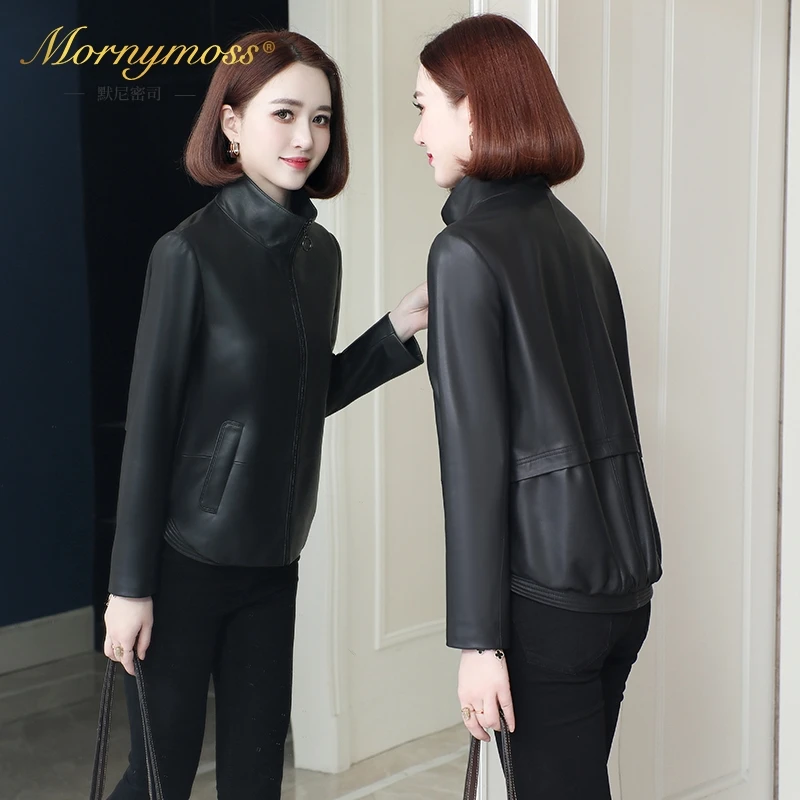 默尼密司品牌真皮皮衣女2025新款春秋季休闲机车妈妈绵羊皮夹克外