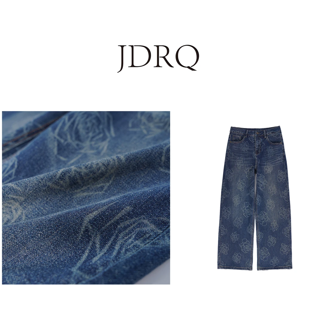 【JDRQ】山茶花高定提花直筒牛仔裤90918-8