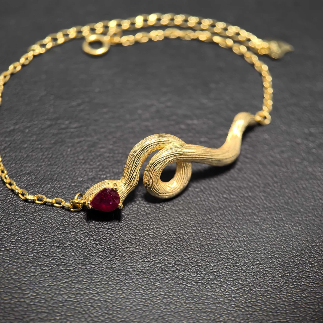 【灵蛇】S925银-天然红宝石手链-0.5ct左右-4401