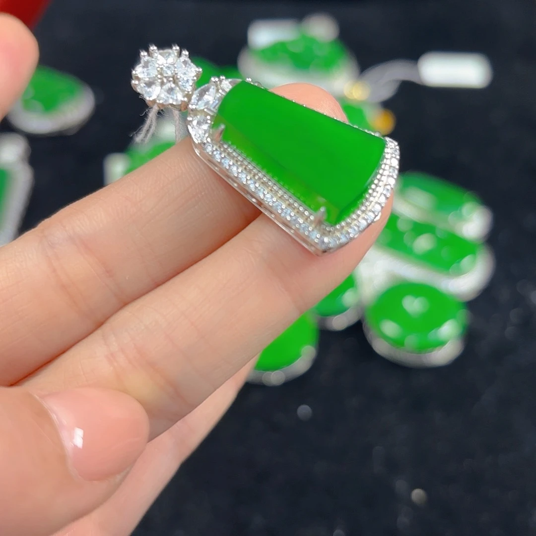 翡翠银S925镶嵌吊坠(不含链)