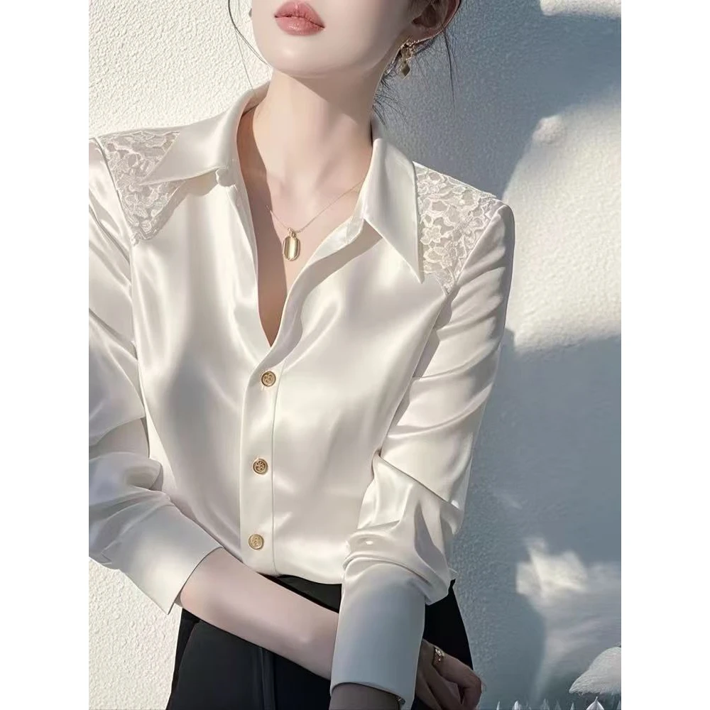 白色衬衫今年流行爆款高级感轻奢减龄洋气气质打底内搭上衣2025春