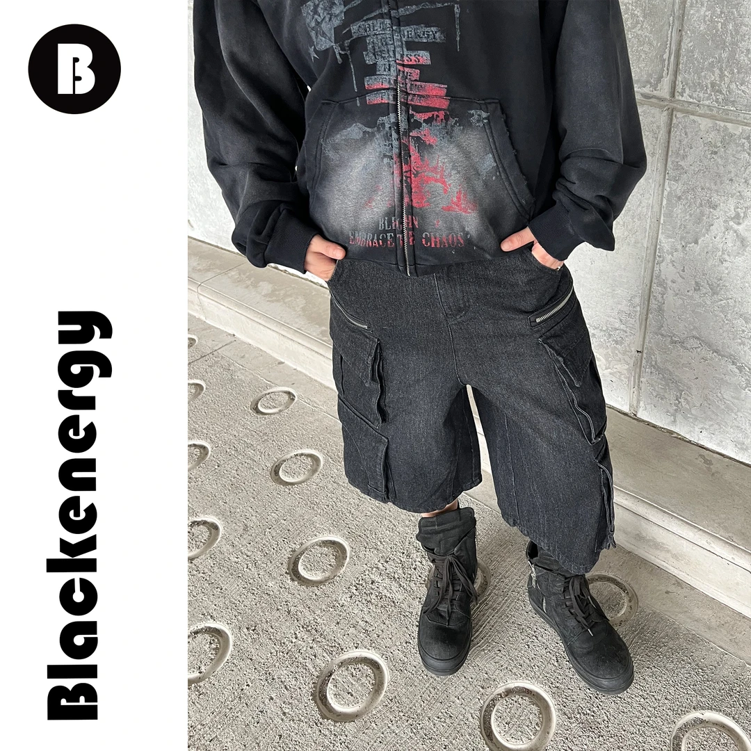 牛仔短裤男款夏季美式重磅小众休闲做旧设计感工装五分裤子潮牌