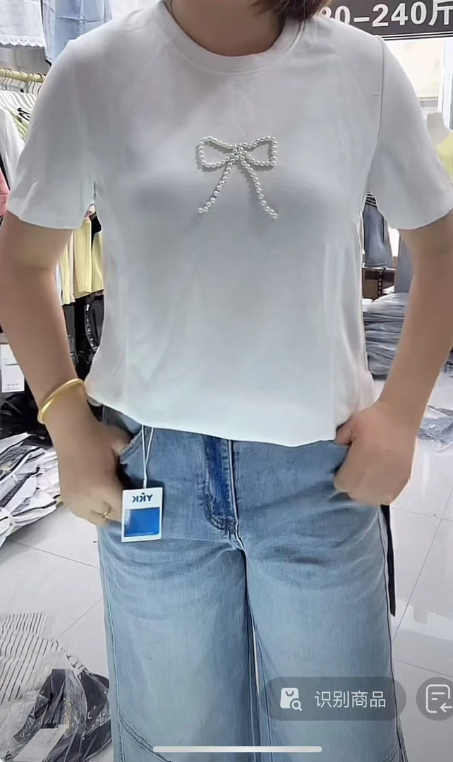 【实际库存】珍珠蝴蝶结半袖68081