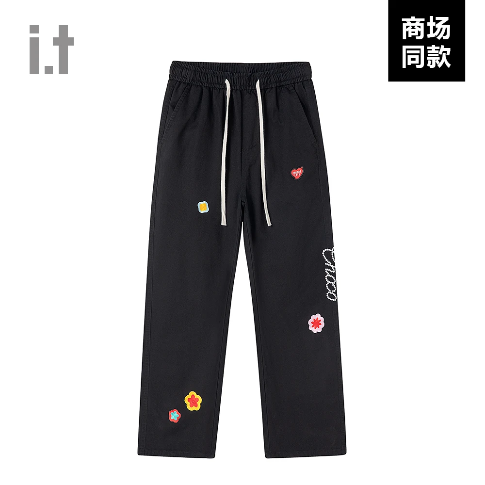 I.T潮牌CHOCOOLATE品牌字母LOGO刺绣时尚痞帅直筒宽松休闲裤男女