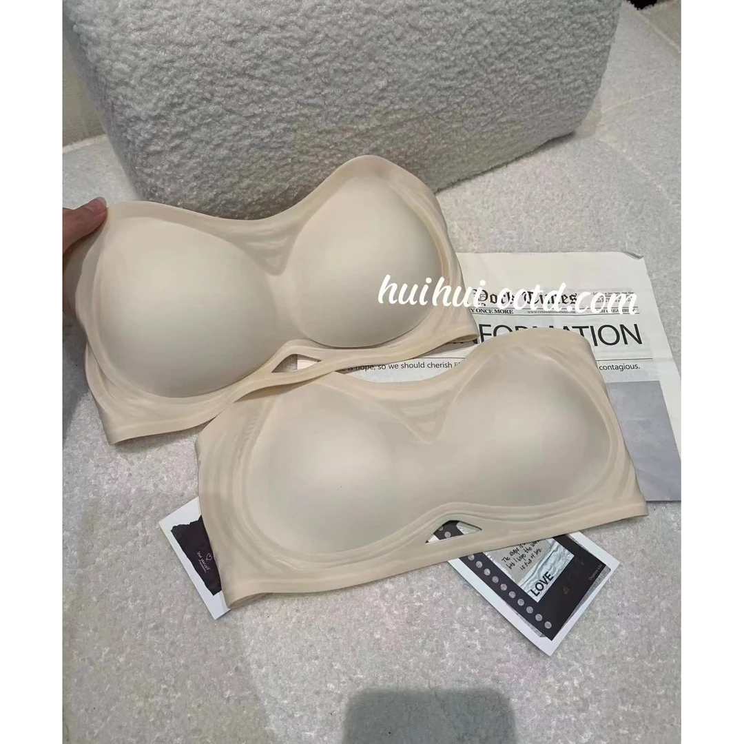HuiHui【巨好穿的】无肩带内衣女抹胸防走光防滑聚拢隐形美背（A445)