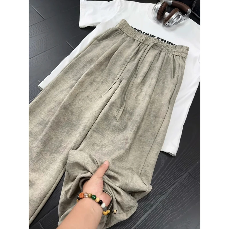 渐变扎染冰丝阔腿裤男女夏季宽松休闲阔腿山本裤垂坠感直筒遛弯裤