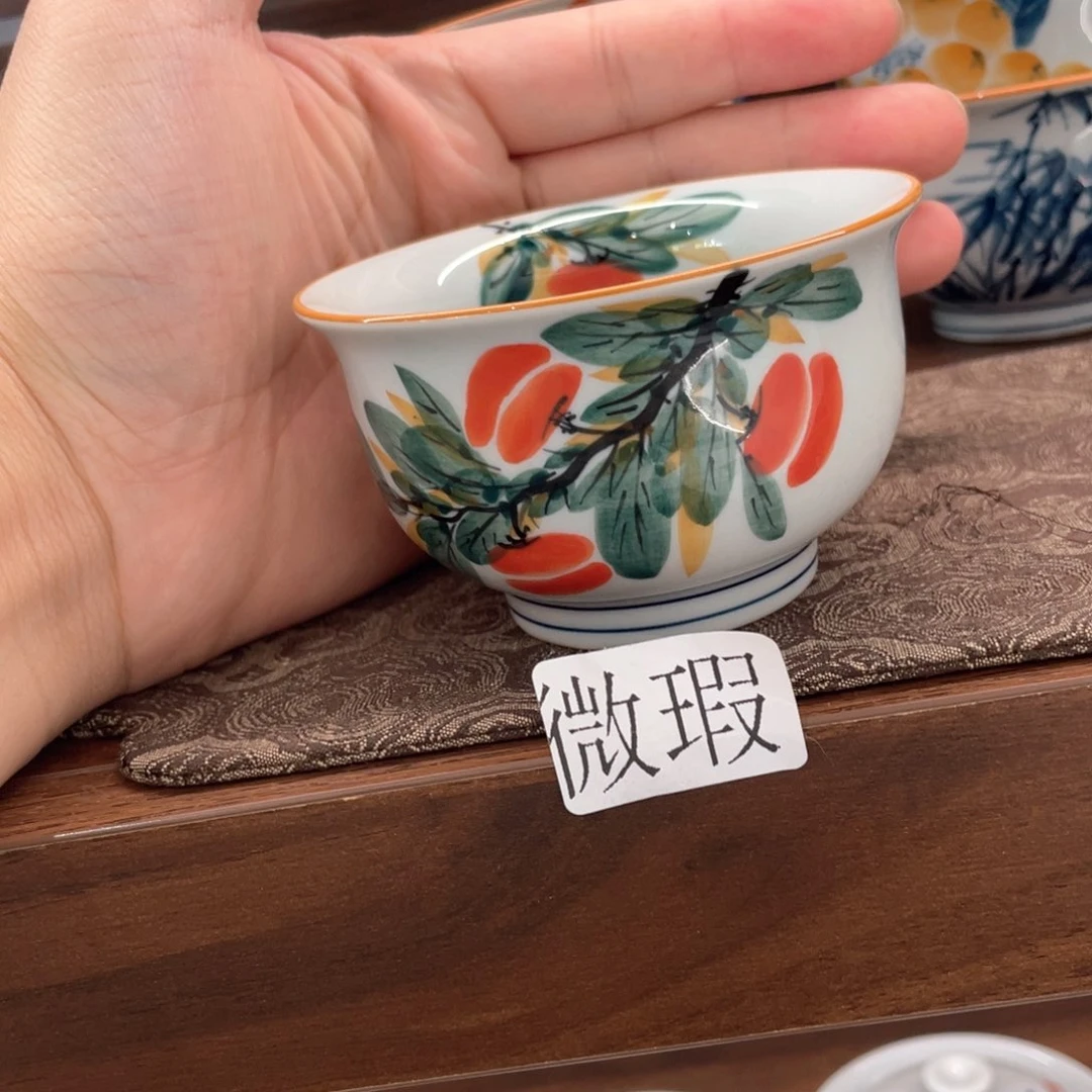 釉下手绘茶具微瑕