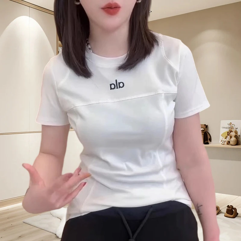 高级感字母刺绣短袖鱼骨t恤女夏季新款时尚修身显瘦上衣纯棉体恤