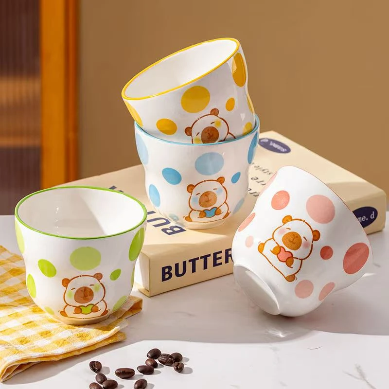 【4只装】小熊杯陶瓷釉下彩耐高温马克杯可爱水杯