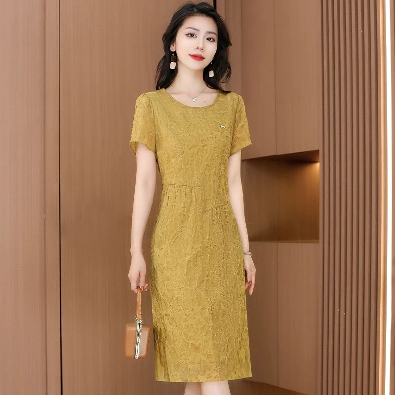 纯棉绸连衣裙女夏2025新款轻奢高级感直筒十三行气质高端全棉裙子