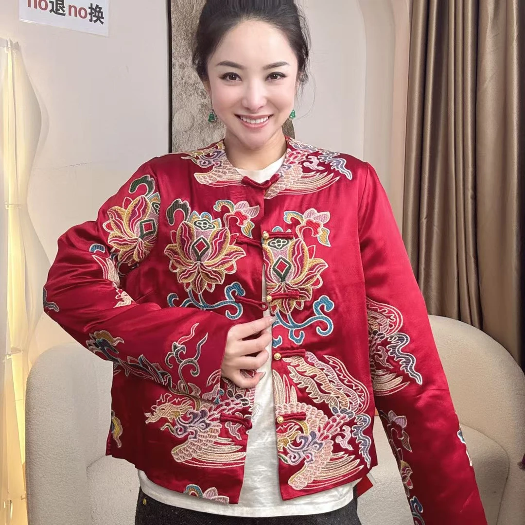 【一潮家】新中式国风女装气质高端定制女士加棉醋酸外套 16196