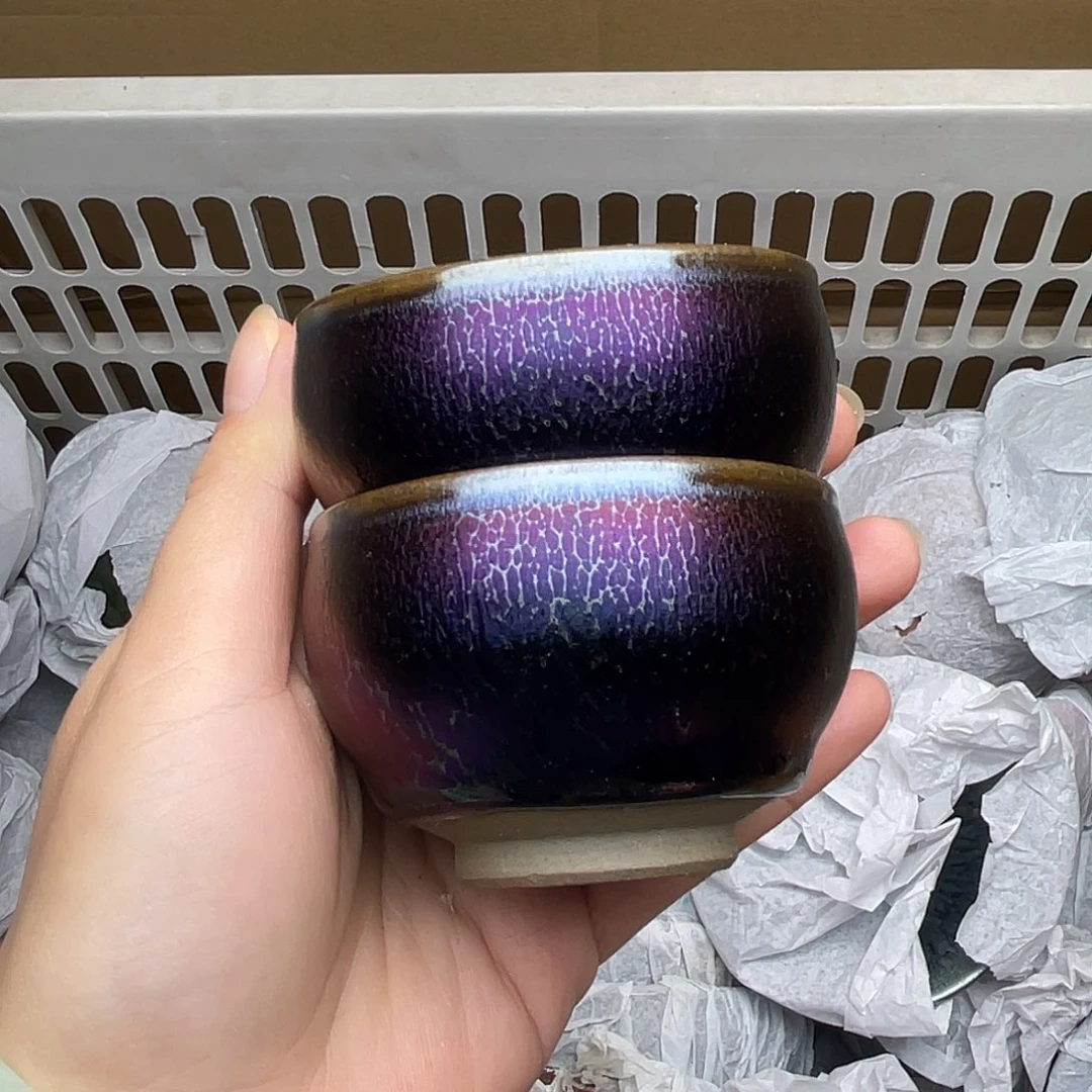 摆件建窑建盏主人杯七彩麒麟对杯