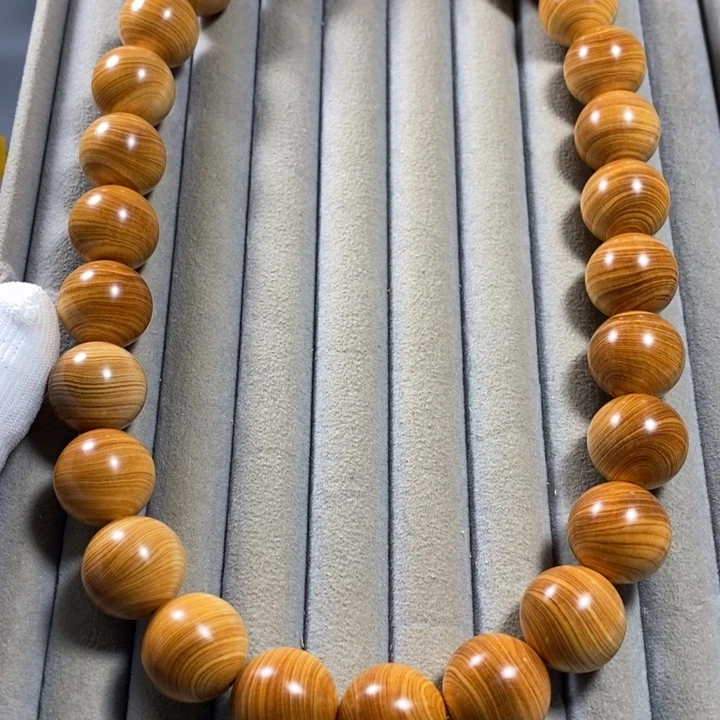 入***尘柏木（崖柏）手串/手链2.0黄白粉透骨料太行陈化崖柏手串