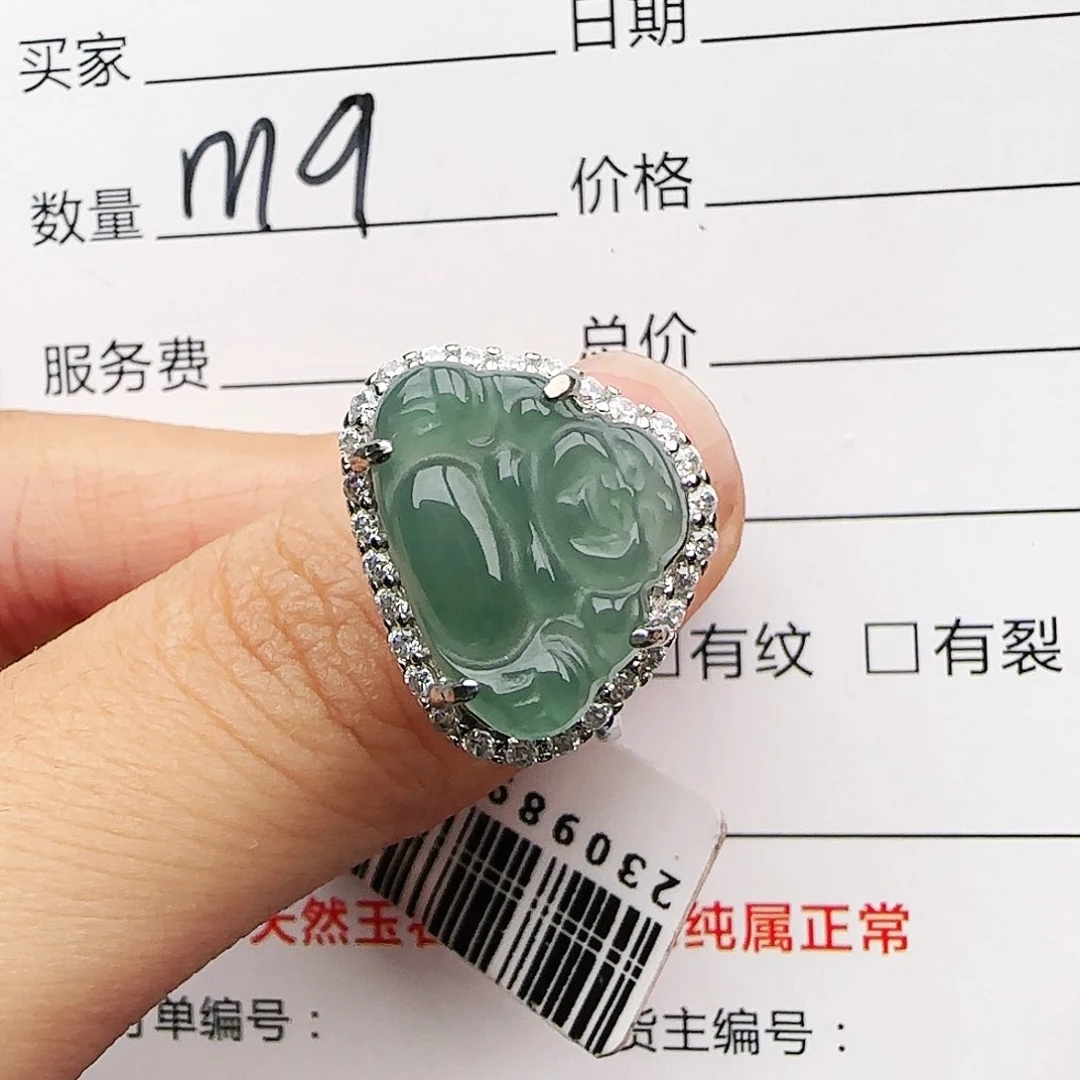 银S925镶嵌戒指翡翠戒指