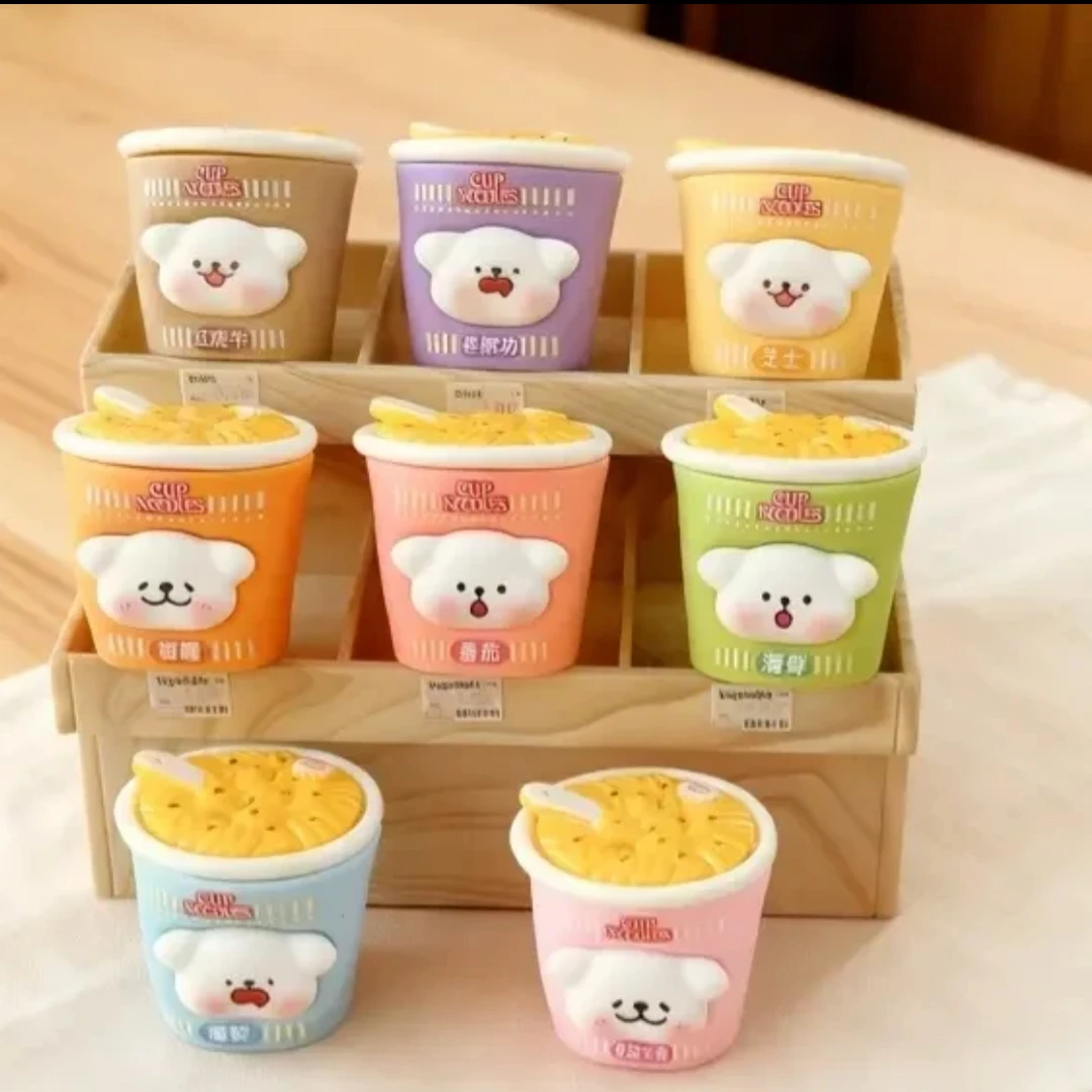 （九宫格➕对碰）线条小狗泡面桶卡通DIY摆件