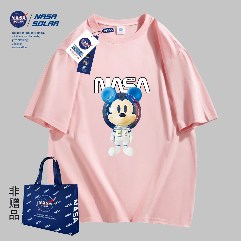 NASA2024官方夏季新款卡通印花韩版情侣宽松潮牌圆领T恤短袖