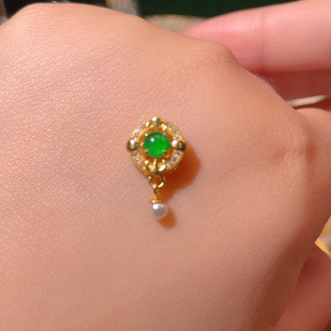 翡翠吊坠(不含链)银S925镶嵌