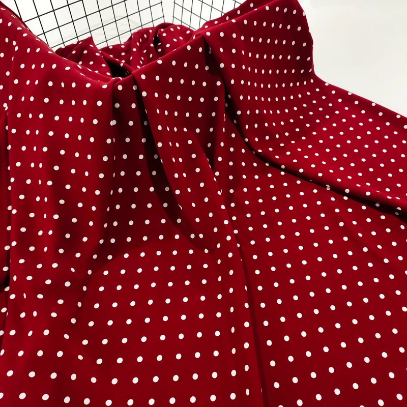 枣红/水玉 精品棉绸布料 夏季凉爽人造棉绵绸 服装连衣裙印花面料