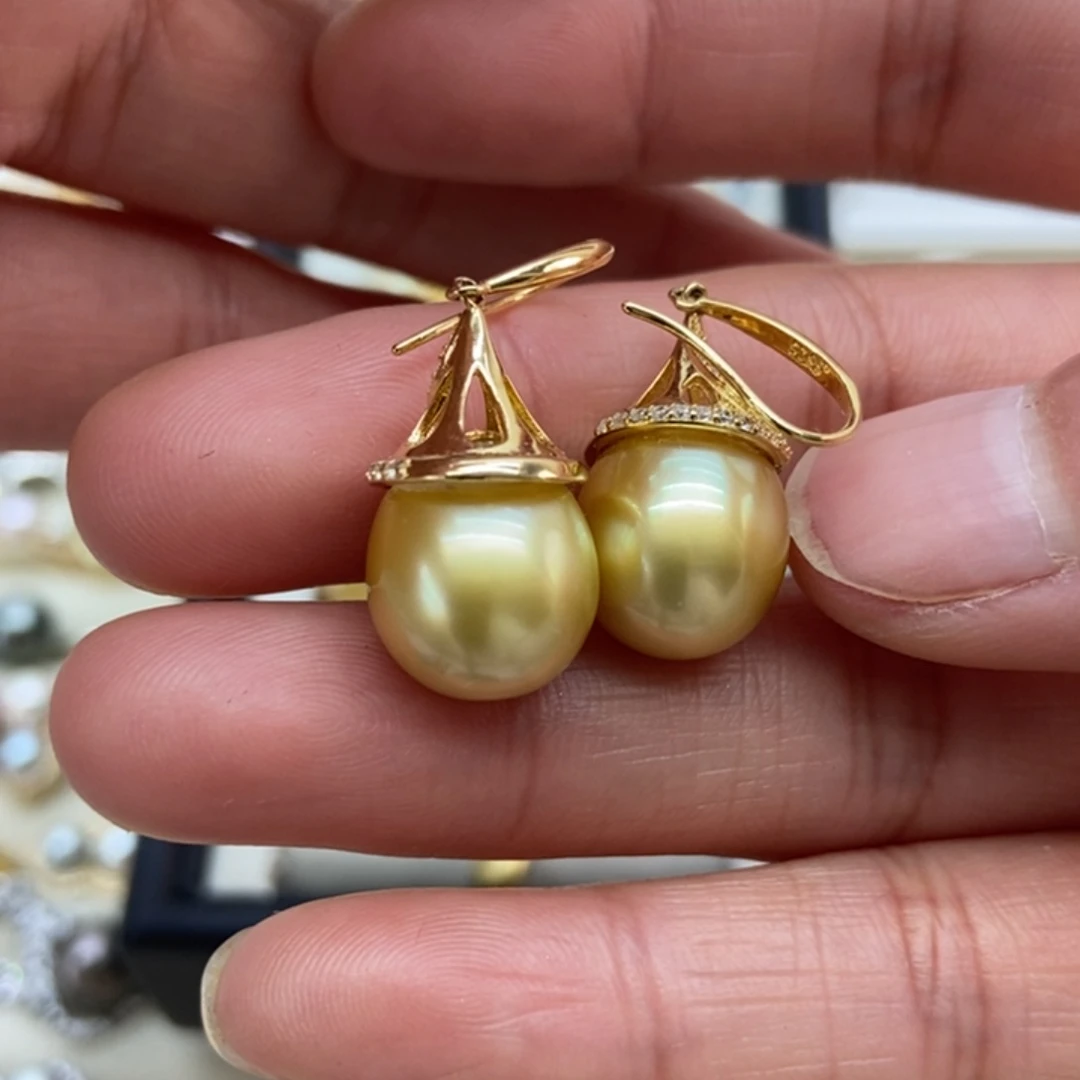 海水珍珠耳饰银S925镶嵌