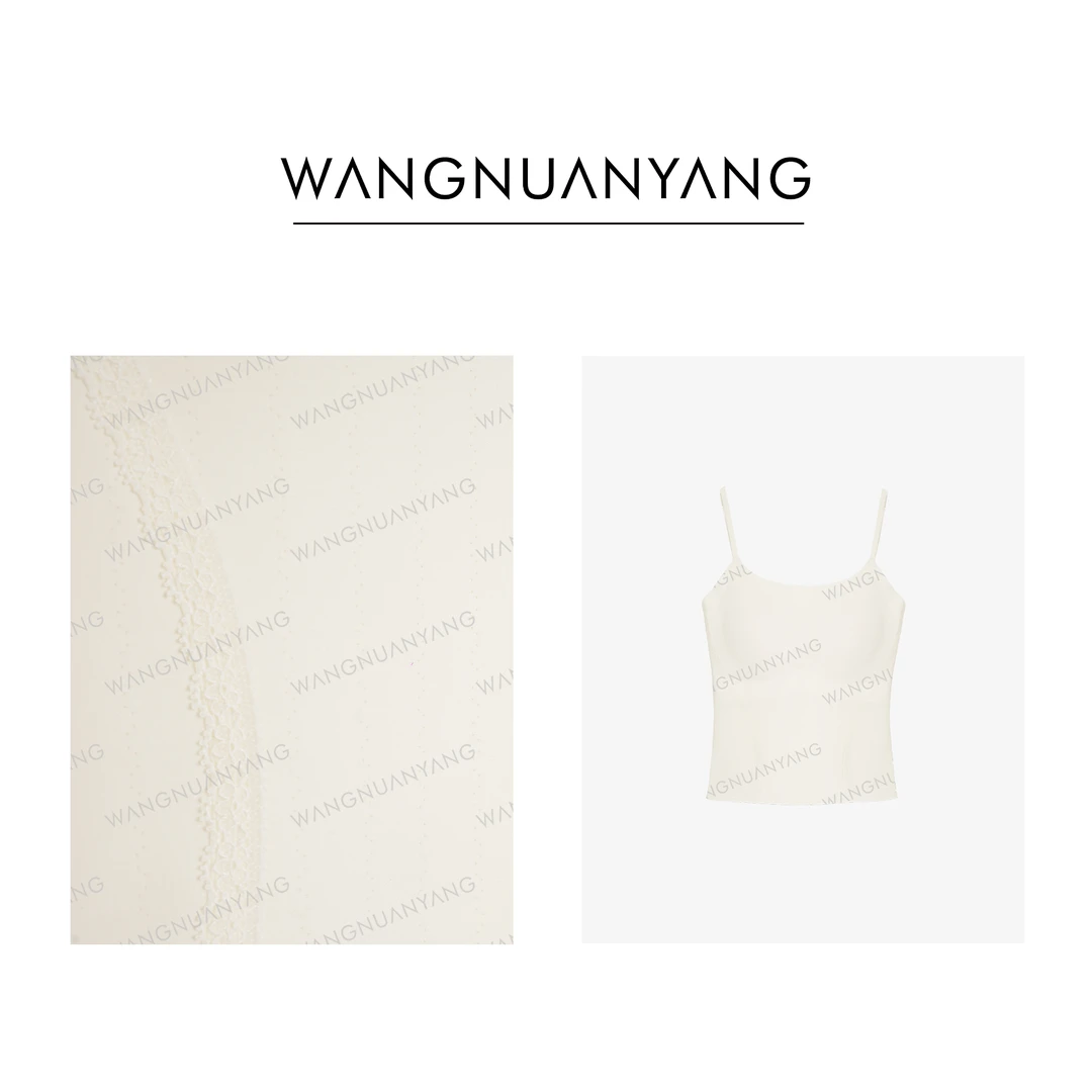 【WNY】果冻感吊带|冰丝裸感蕾丝花边文胸一体美背吊带