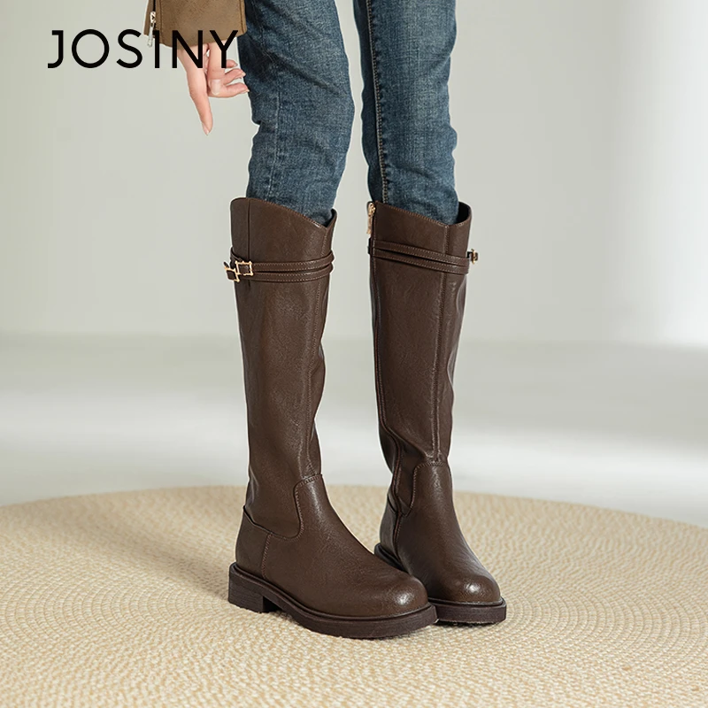 卓诗尼增高长靴2024新款显瘦感复古百搭靴子潮流瘦瘦靴长筒时装靴