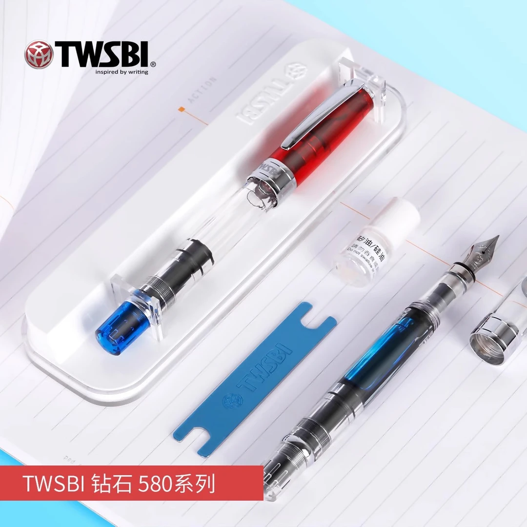 TWSBI/三文堂钻石580活塞上墨式钢笔学生成人练字书法透明示范