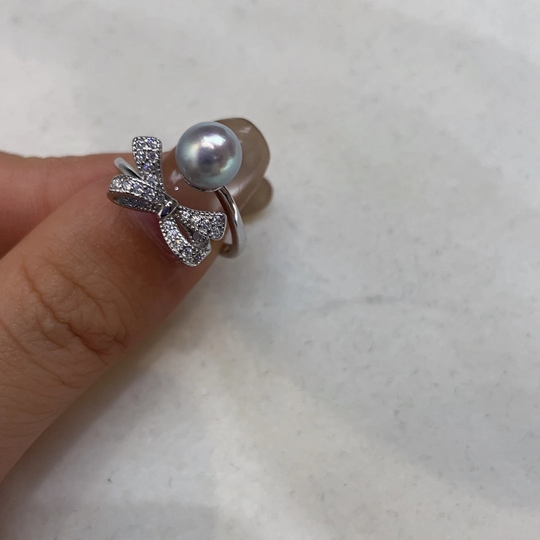 海水珍珠银S925镶嵌戒指