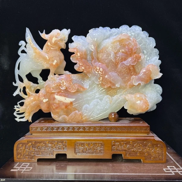 《百财俱来》天然家居摆件红花冰玉 乔迁新居 新店开业