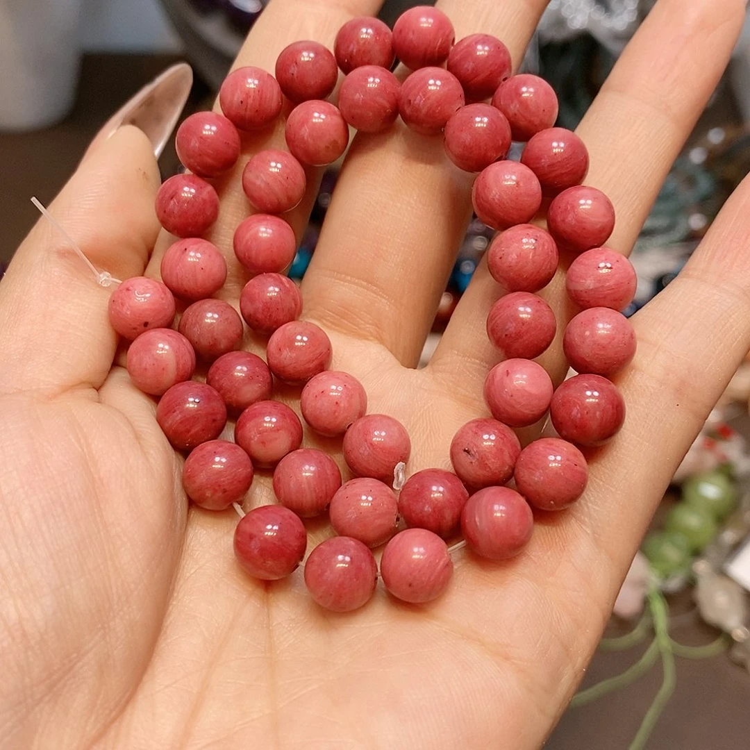 玛瑙/玉髓散珠天然A货红木纹8mm一条