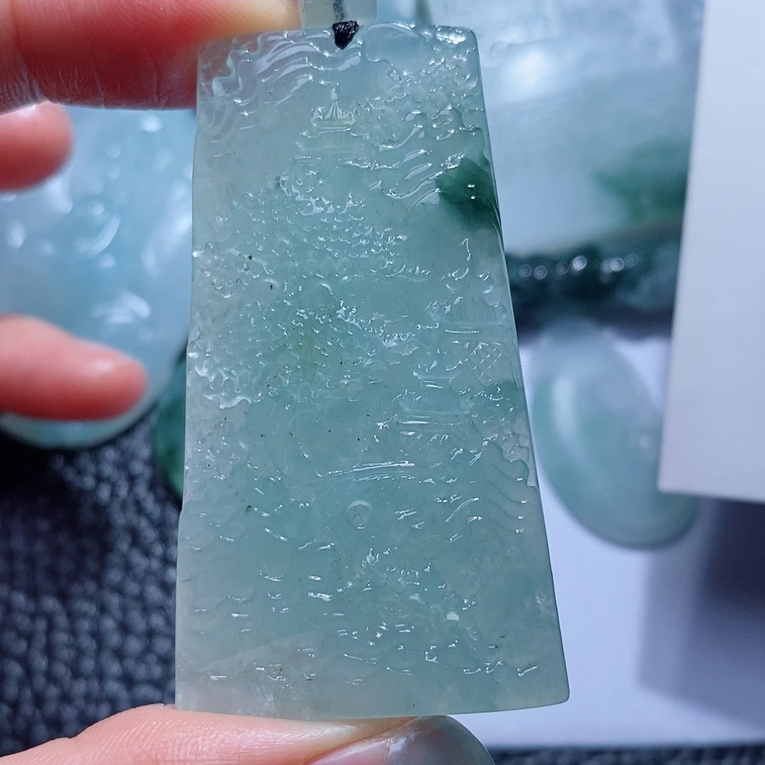 定制翡翠未镶嵌毛货付款后确认抛光