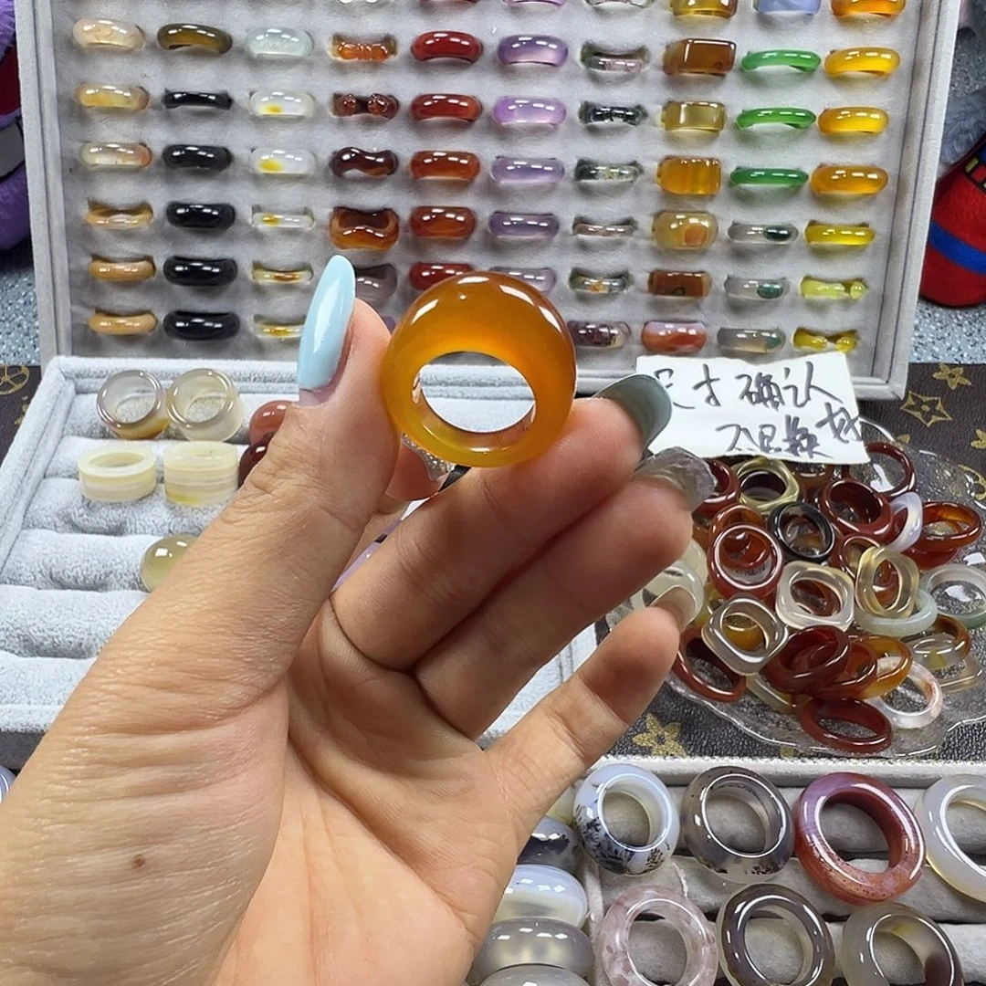 玛瑙/玉髓未镶嵌戒圈B27不退换15.5港15