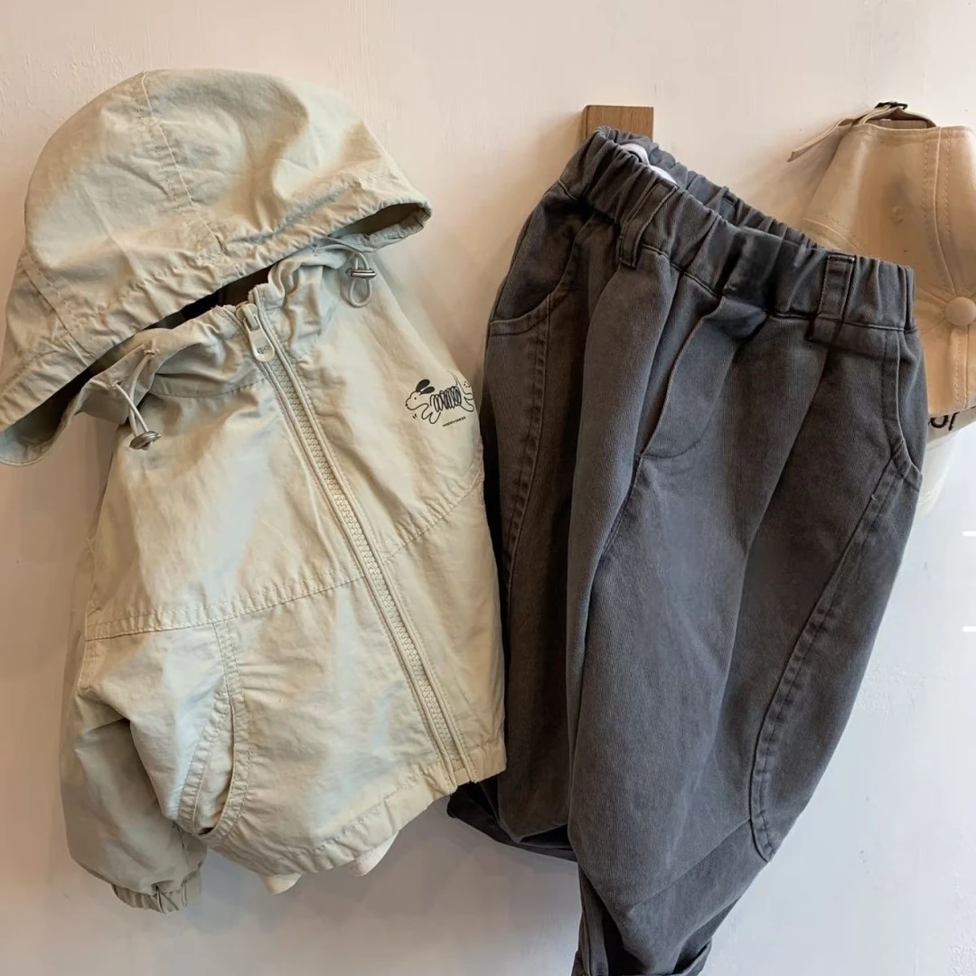 童装2025春装新款男童韩版连帽外套潮日系拉链冲锋衣