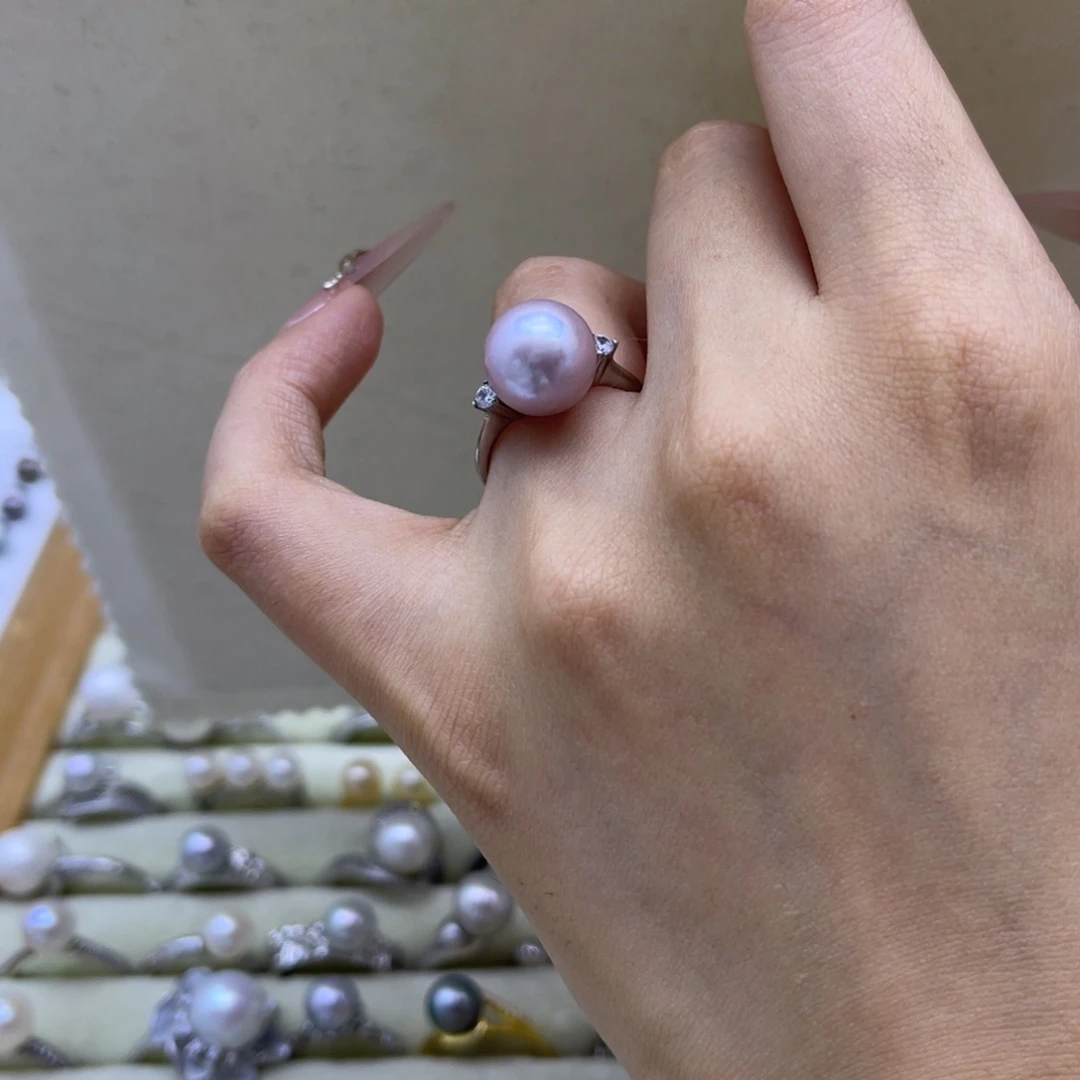 淡水珍珠银S925镶嵌戒指