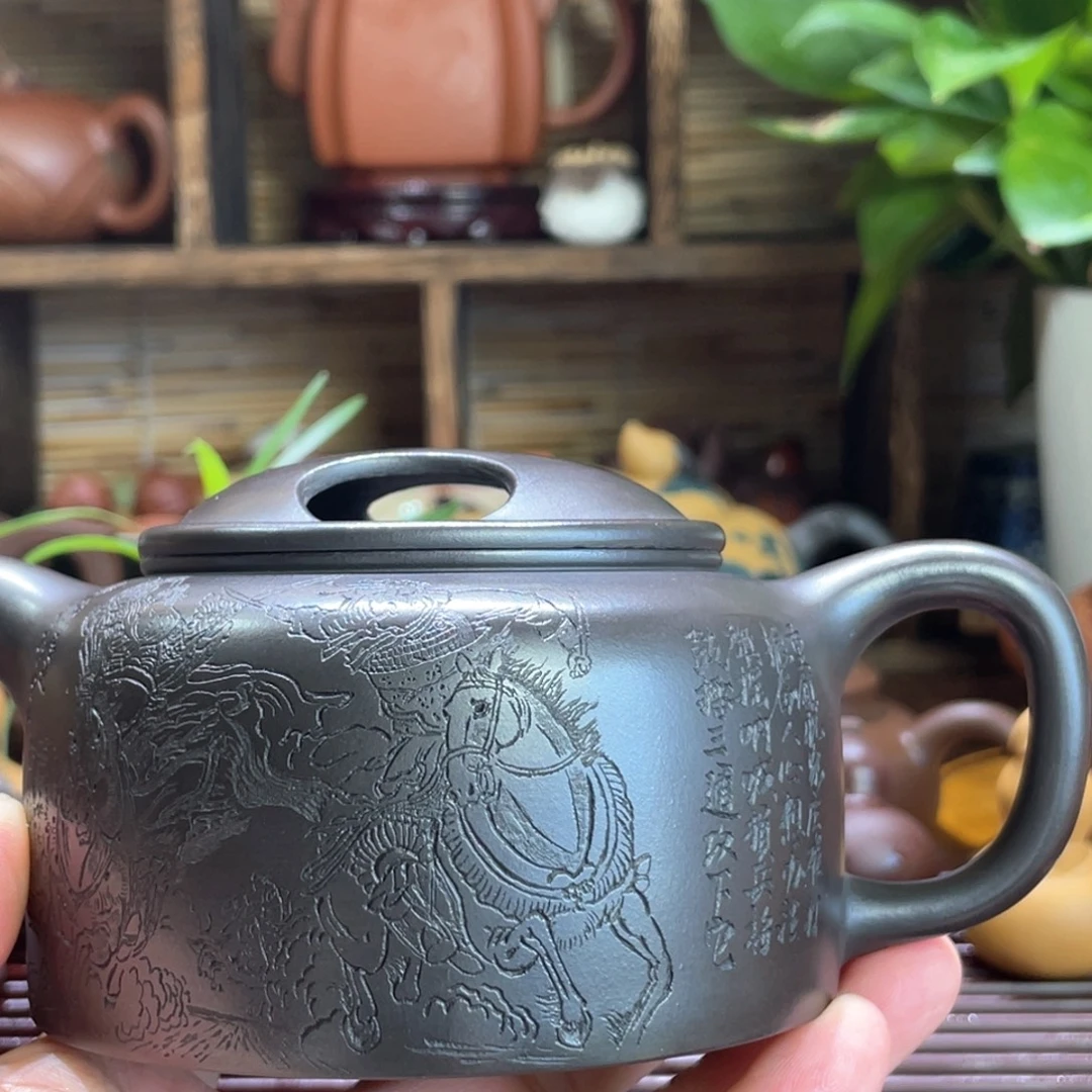 茶壶紫砂牛盖莲子黑料260毫升