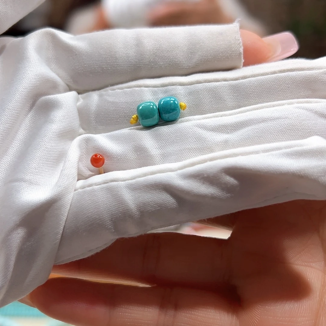 南红玛瑙未镶嵌03瓷釉级老型对珠放漏卡6+