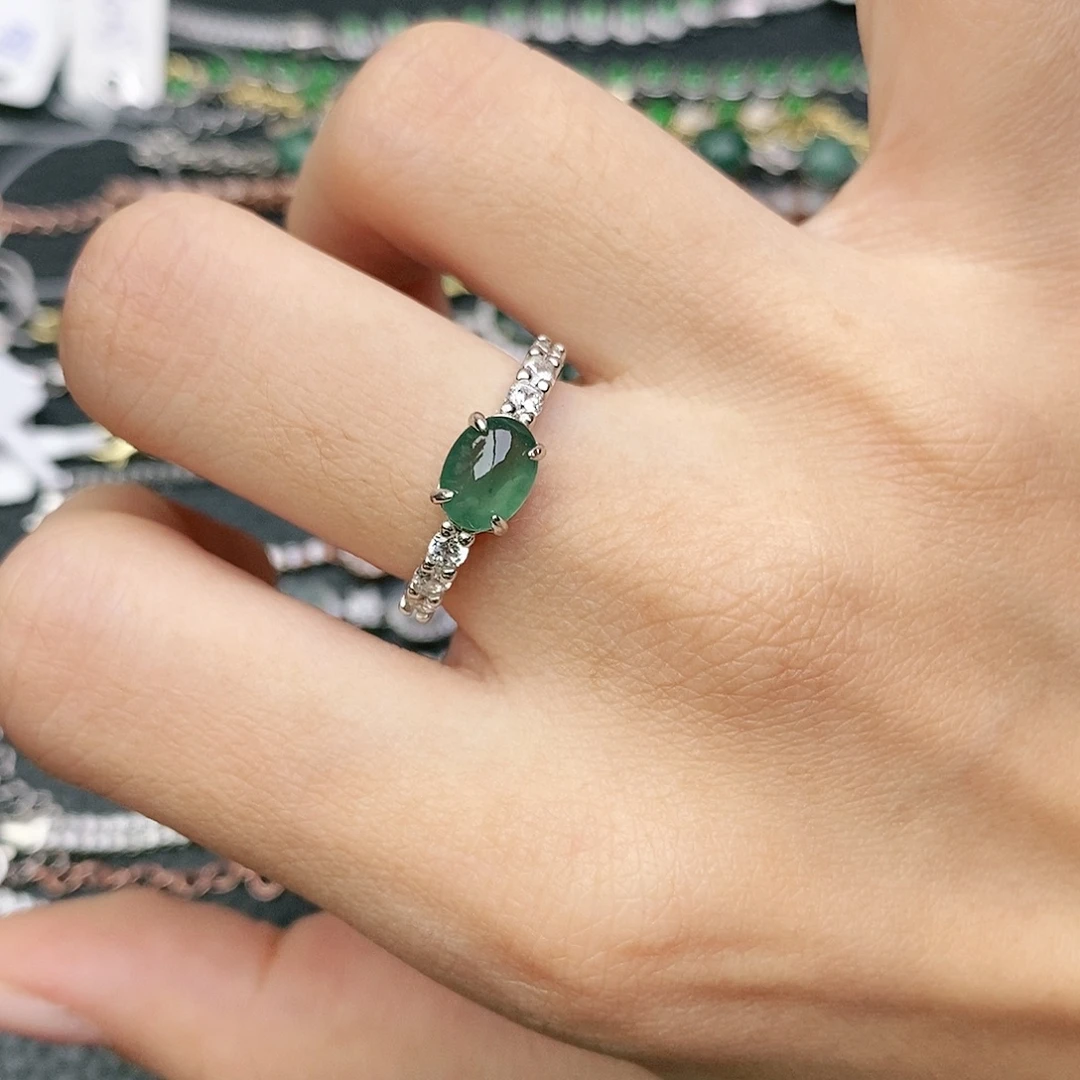 翡翠银S925镶嵌戒指