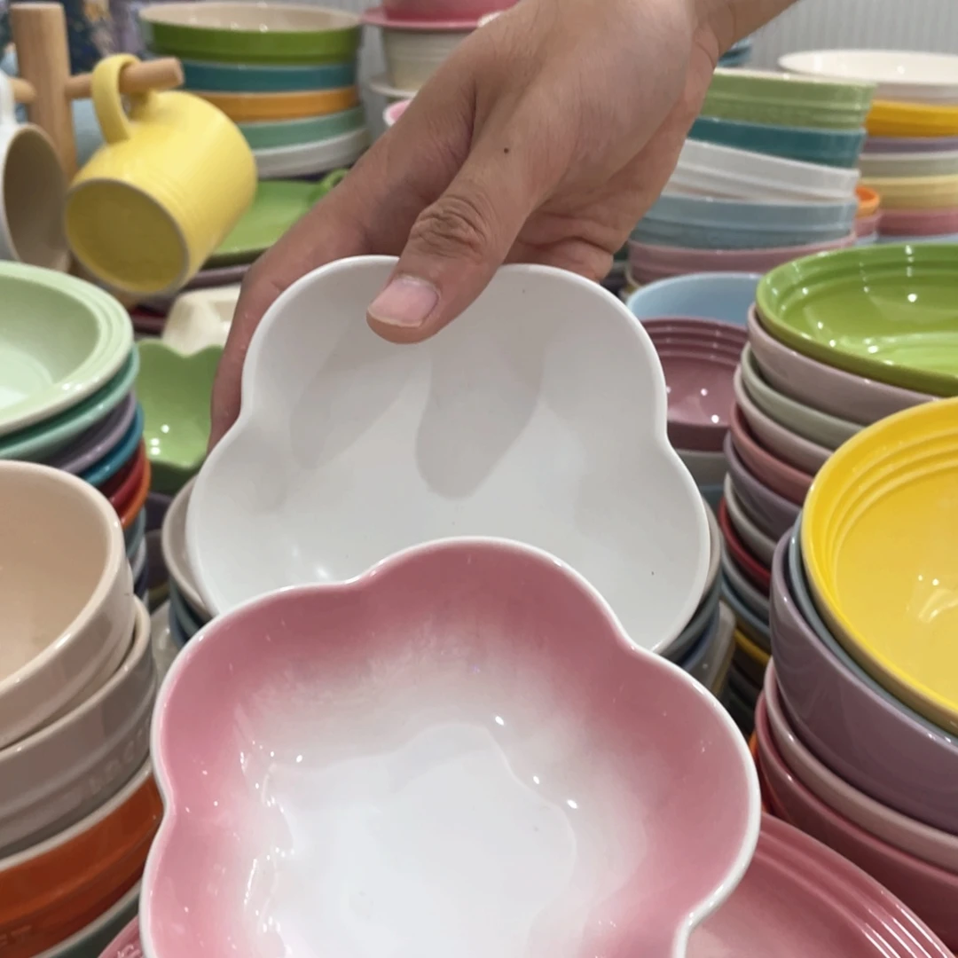 瓷片微瑕2个小花朵深碟