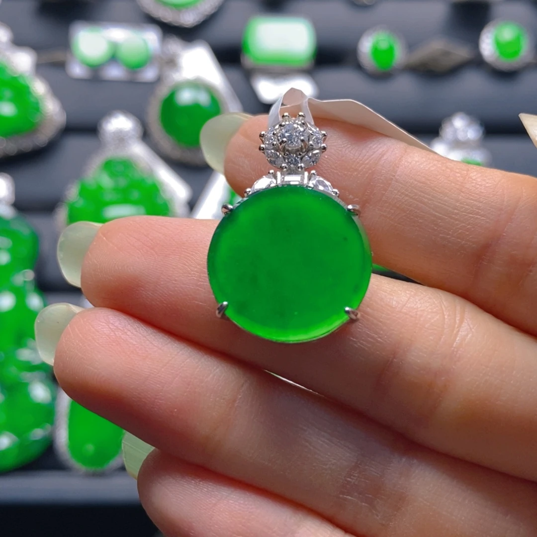 翡翠银S925镶嵌颈饰吊坠