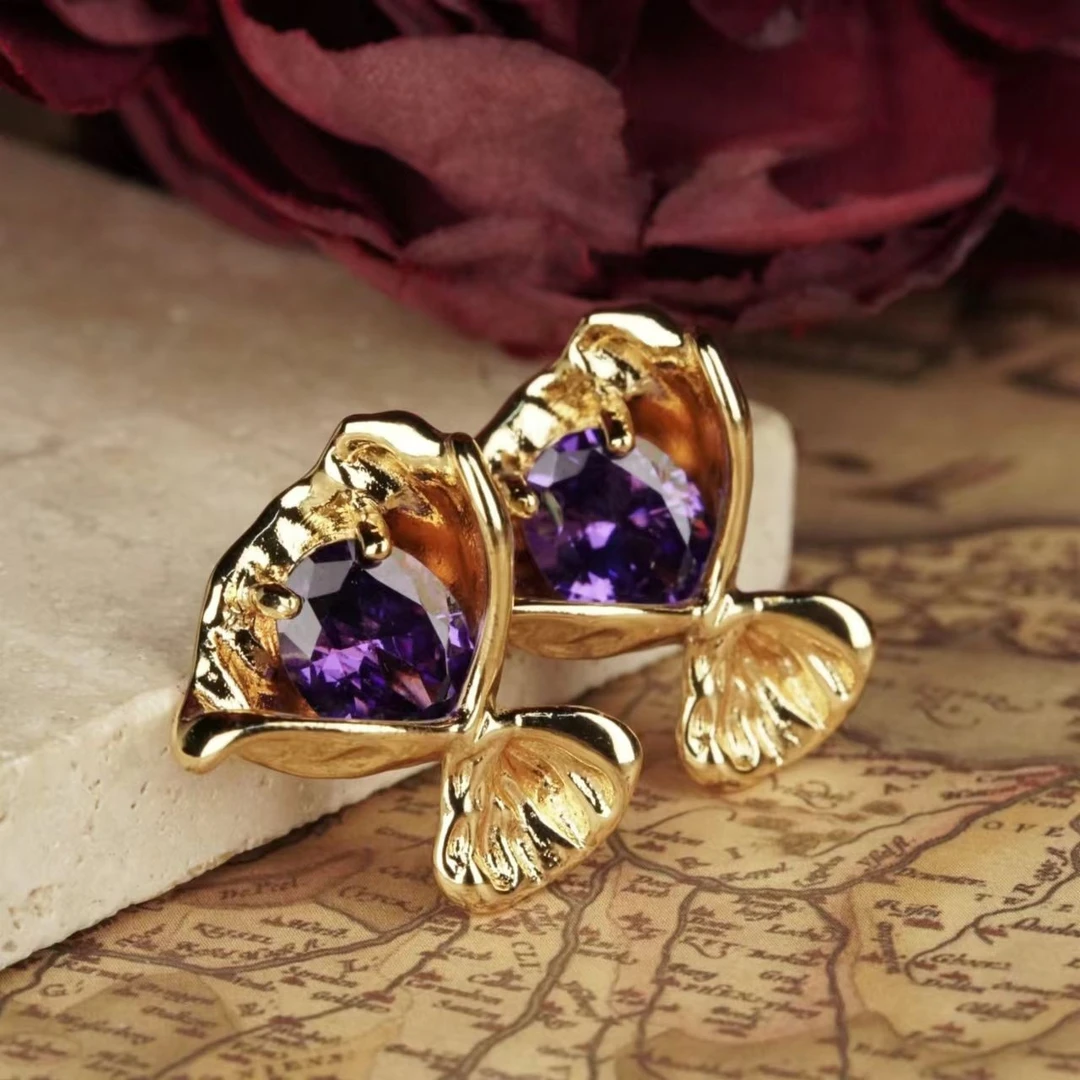 铜合金耳饰 【1548】lele花束耳钉简约气质复古精致小众优雅