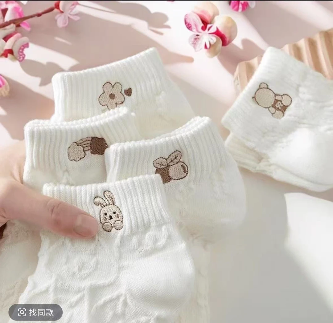 五双小熊袜子夏季薄款学生ins