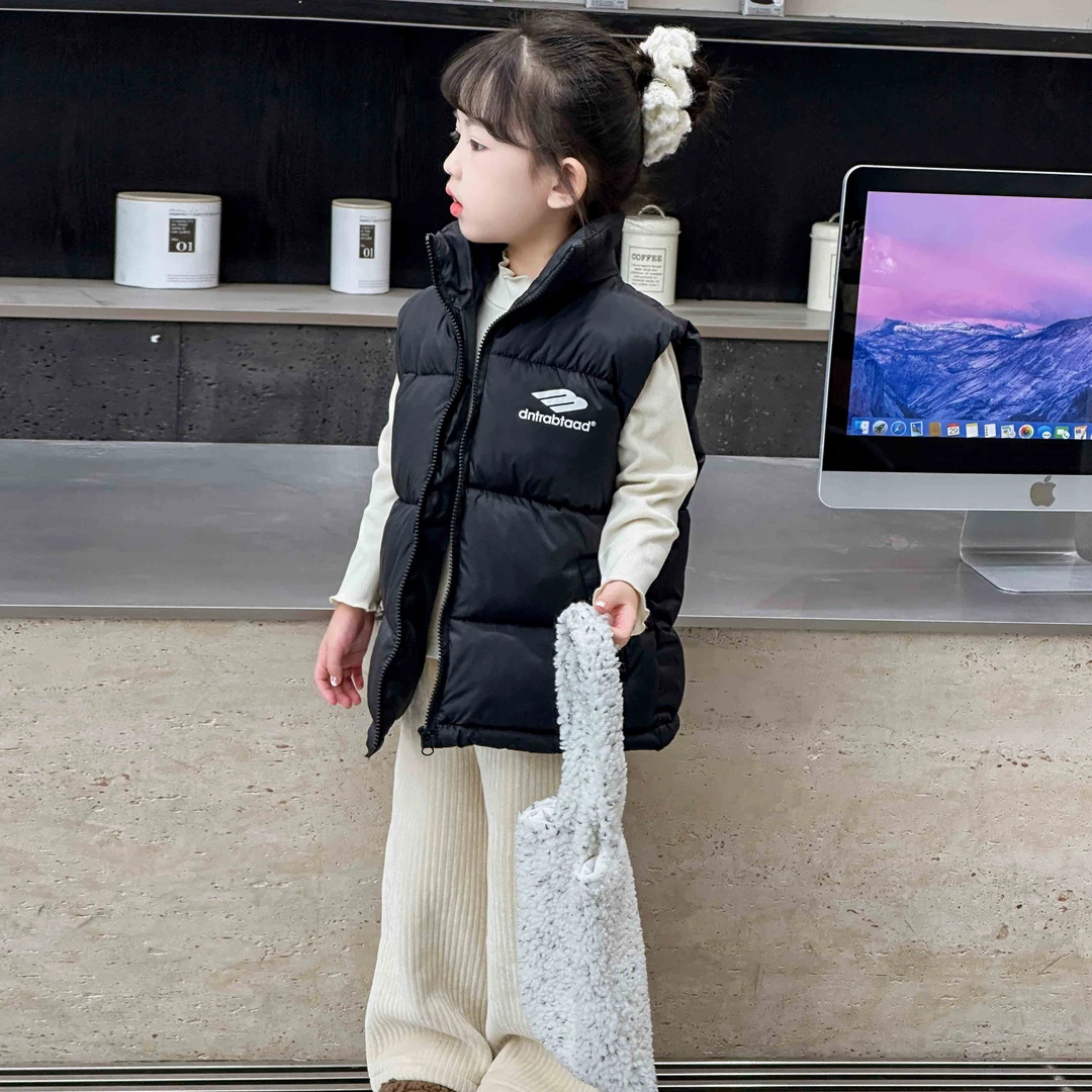 男童女童中大童时尚洋气外穿棉马甲2025新款秋冬季加厚儿童背心