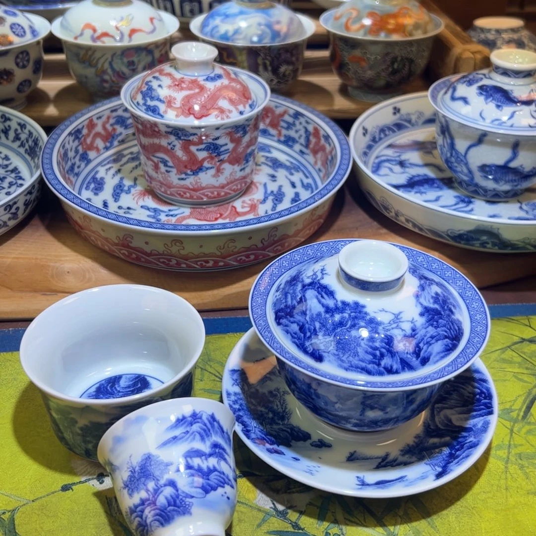 李*勇景德镇陶瓷山水三才，主人杯，客杯1个