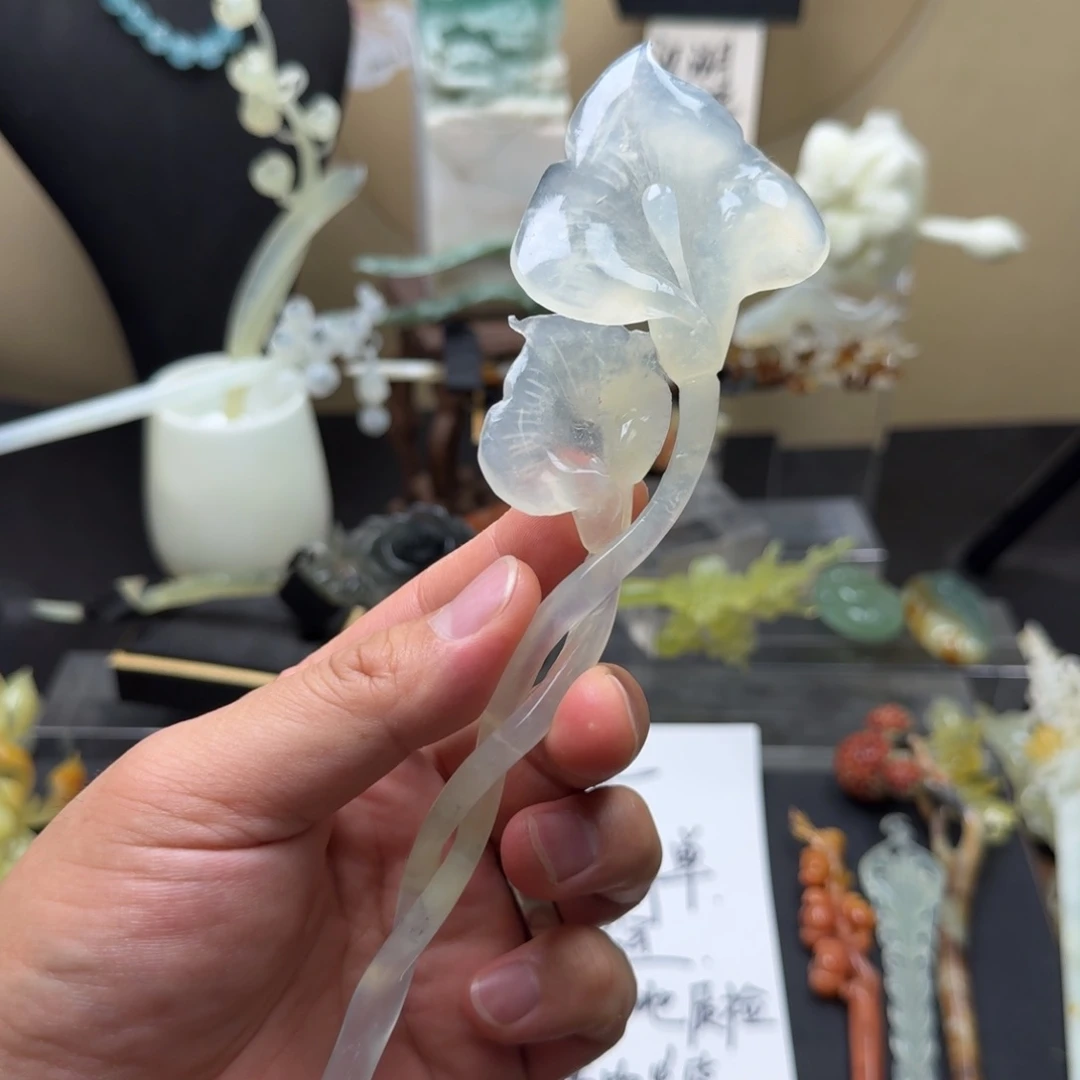 岫玉未镶嵌发饰明君玉簪就是好看