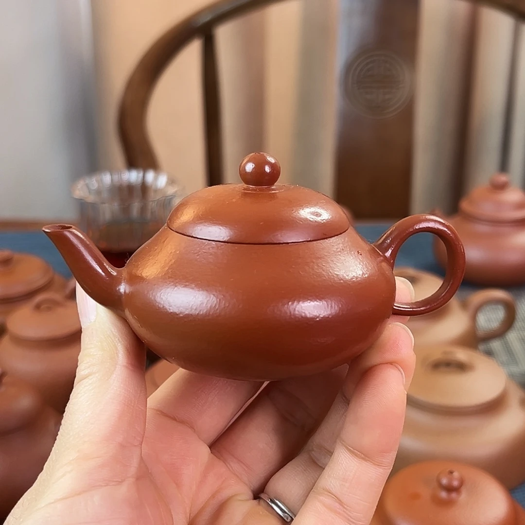 紫砂茶壶精品 矮梨 朱泥 100cc